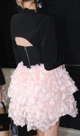 SLEEVELESS HALTER DRESS WITH PINK FLOWERS IN BLACK styleofcb