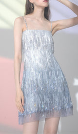 SHINY FRINGED BANDAGE MINI DRESS Dresses styleofcb