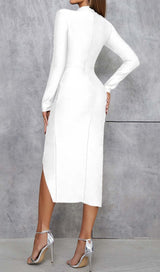 FISHBONE SLIT BANDAGE MIDI DRESS DRESS STYLE OF CB