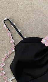 DIAMOND FLOWER SLEEVELESS SUSPENDER MINI DRESS IN BLACK styleofcb