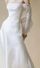 HALTER AND LARGE BOW SHOULER DRESS IN WHITE styleofcb
