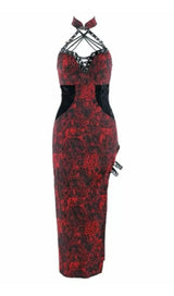 JACQUARD QIPAO ROMANTIC GOTH THIGH-HIGH SLIT DRESS sis label