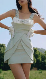 CRYSTAL STRAPPY MINI DRESS IN MINT DRESS STYLE OF CB