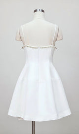 PEARL EMBELLISHED HTM MINI DRESS IN WHITE DRESS STYLE OF CB