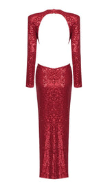 SEQUIN CUTOUT BACKLESS MAXI DRESS IN RED DREESES styleofcb