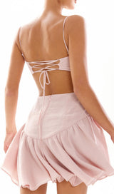 RUCHED BACKLESS STRAPPY MIDI IN PINK styleofcb