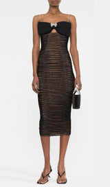 BOW MESH STRAPPY MIDI DRESS IN BLACK styleofcb