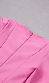 SQUARE SHOULDER CORSET MIDI DRESS IN PINK styleofcb