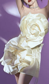 BEIGE FLOWER STRAPLESS BIND MINI DRESS Dresses styleofcb