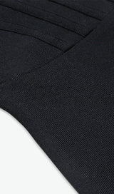 Annika Black Off Shoulder Long Sleeve Corset Dress With Crystal Trim Dresses styleofcb