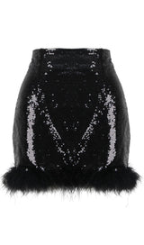 SEQUIN FEATHER MINI SKIRT Dresses styleofcb S BLACK