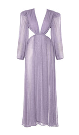 LONG SLEEVE V NECK MAXI DRESS IN PURPLE Dresses styleofcb