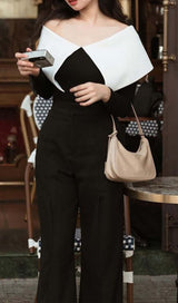 COTTON OFF-SHOULDER JUMPSUIT IN BLACK DRESS STYLE OF CB