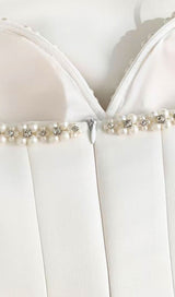 PEARL EMBELLISHED HTM MINI DRESS IN WHITE DRESS STYLE OF CB