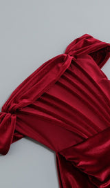 IRISA BURGUNDY DRAPING OFF SHOULDER CORSET DRESS Dresses styleofcb