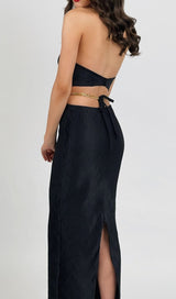 HALTER CHAIN MAXI DRESS IN BLACK styleofcb