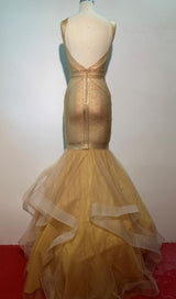 BODYCON BACKLESS MAXI DRESS IN GOLD Dresses styleofcb
