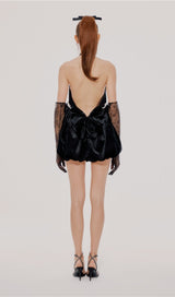 VELVET HALTERNECK MINI DRESS IN BLACK DRESSES styleofcb