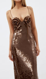 SEQUIN MAXI DRESS IN BROWN Dresses styleofcb