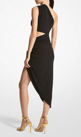 ONE SHOULDER CUTOUT MIDI DRESS IN BLACK Dresses styleofcb