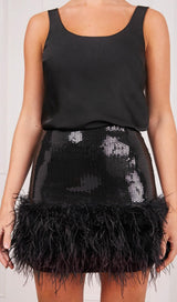 SEQUIN FEATHER MINI SKIRT Dresses styleofcb