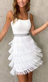 FRINGED BODYCON BACKLESS MINI DRESS Dresses styleofcb