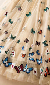 BUTTERFLY LACE MIDI DRESS IN BEIGE Dresses styleofcb