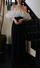 STITCHED OFF-THE-SHOULDER SLIM DRESS IN BLACK styleofcb