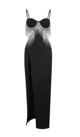 CRYSTAL MAXI DRESS IN BLACK styleofcb Black S