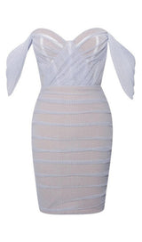 OFF THE SHOULDER BODYCON MINI DRESS Dresses styleofcb XS BLUE