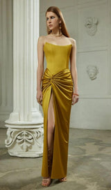 STRAPLESS CORSET MAXI DRESS IN YELLOW Dresses styleofcb