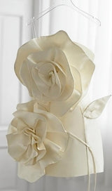 BEIGE FLOWER STRAPLESS BIND MINI DRESS Dresses styleofcb