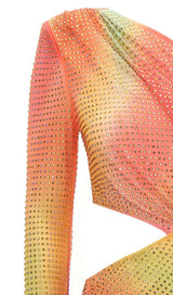 MESH RHINESTONE ONE SHOULDER MIDI DRESS IN COTTON CANDY DRESS STYLE OF CB