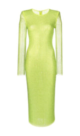 CRYSTAL EMBELLISHED MIDI DRESS IN YELLOW styleofcb