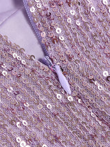 SEQUIN FEATHER STRAPLESS MINI DRESS IN PURPLE styleofcb