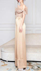 TINA SATIN PANTS IN APRICOT