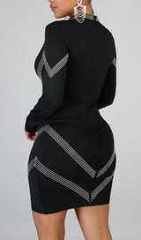 BANDAGE DIAMOND MINI DRESS IN BLACK Dresses styleofcb