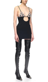 DIAMOND HOLLOW MINI DRESS IN BLACK styleofcb