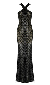 HALTER SEQUIN MAXI DRESS IN BLACK Dresses styleofcb