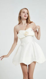 BOW DECORATIVE BANDEAU DRESS SET IN CHAMPAGNE styleofcb