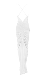 FLOWER-EMBELLISHED PLUNGE MAXI DRESS IN WHITE DRESS STYLE OF CB