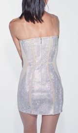 SILVER BANDEAU RHINESTONE TRIMMING DRESS styleofcb