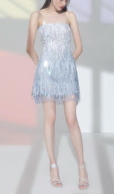 SHINY FRINGED BANDAGE MINI DRESS Dresses styleofcb