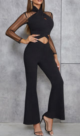 MESH STITCHED CROSS-TIE JUMPSUIT IN BLACK styleofcb