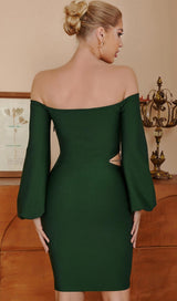 OFF THE SHOULDER MINI DRESS IN GREEN Dresses styleofcb