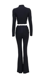 BLACK BUTTONS LONG SLEEVE TWO PIECES SUIT styleofcb