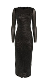 ENBELLISHED MESH MIDI DRESS IN BLACK styleofcb