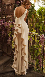 LAMINATED RUFFLE SLEEVELESS DRESS IN WHITE styleofcb