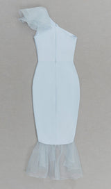 BANDAGE ONE-SHOULDER MIDI DRESS IN LIGHT BLUE styleofcb