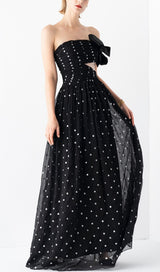 POLKA DOT BANDEAU DRESS IN BLACK styleofcb